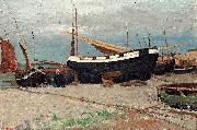 George Willison Boats on the shore oil on canvas